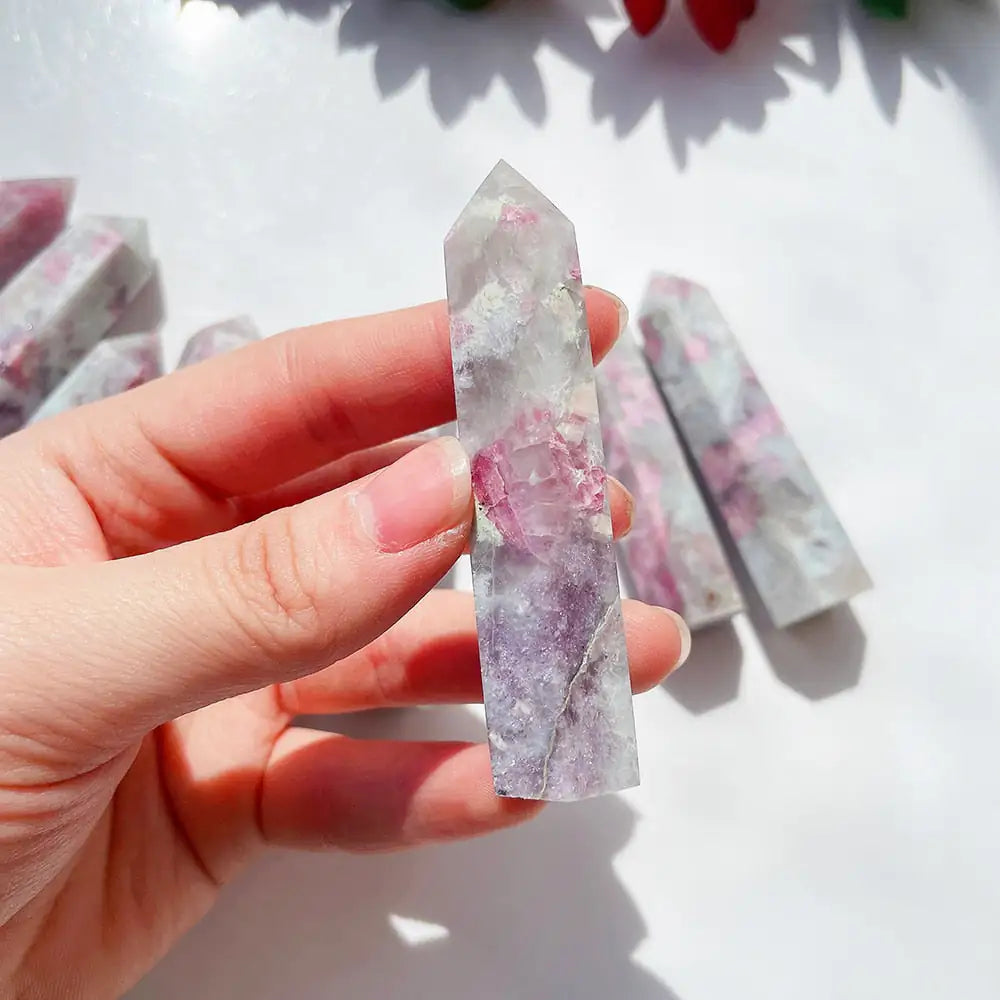 Plum Blossom Tourmaline Crystal Pillar Point