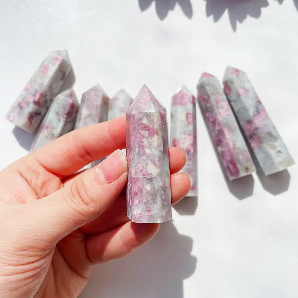 Plum Blossom Tourmaline Crystal Pillar Point