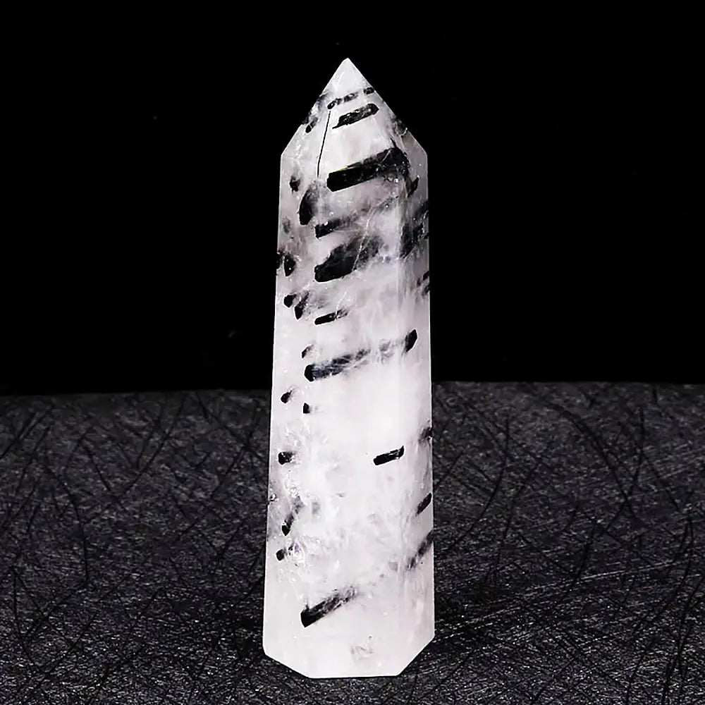 Black Tourmaline Quartz Crystal Pillar Point